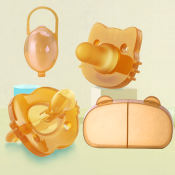 Portable Silicone Pacifier Set with Anti-drop Chain and Nipple Box