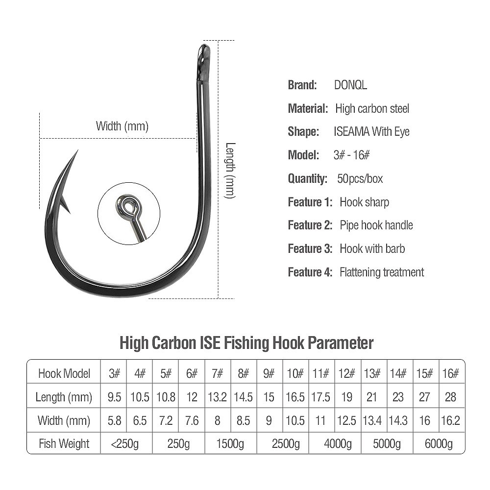  DONQL Fishing Hooks Treble Hook High Carbon Steel Treble  Hooks Super Sharp Solid Triple Barbed Fish Hook