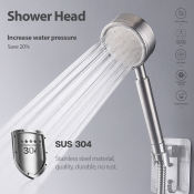 High Pressure Stainless Steel Shower Head Set with Hose