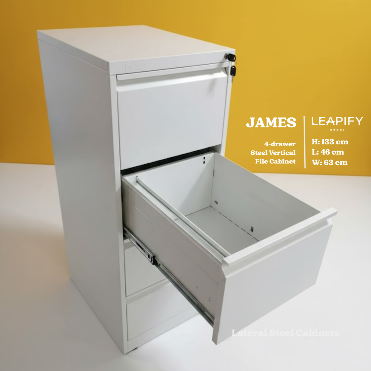 JAMES | Industrial 4-Drawer Steel Vertical Filing Cabinet by Leapify Steel - Waterproof and Termite-proof Presyo  3,980 Piso*Libreng Shipping