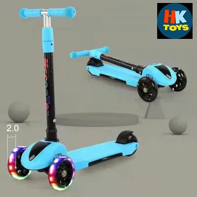 HKTOYS Foldable Kick Scooter LED Flashing Wheels Kids Scooter Folding Adjustable (A5) good for 2 to 9 years old (4)