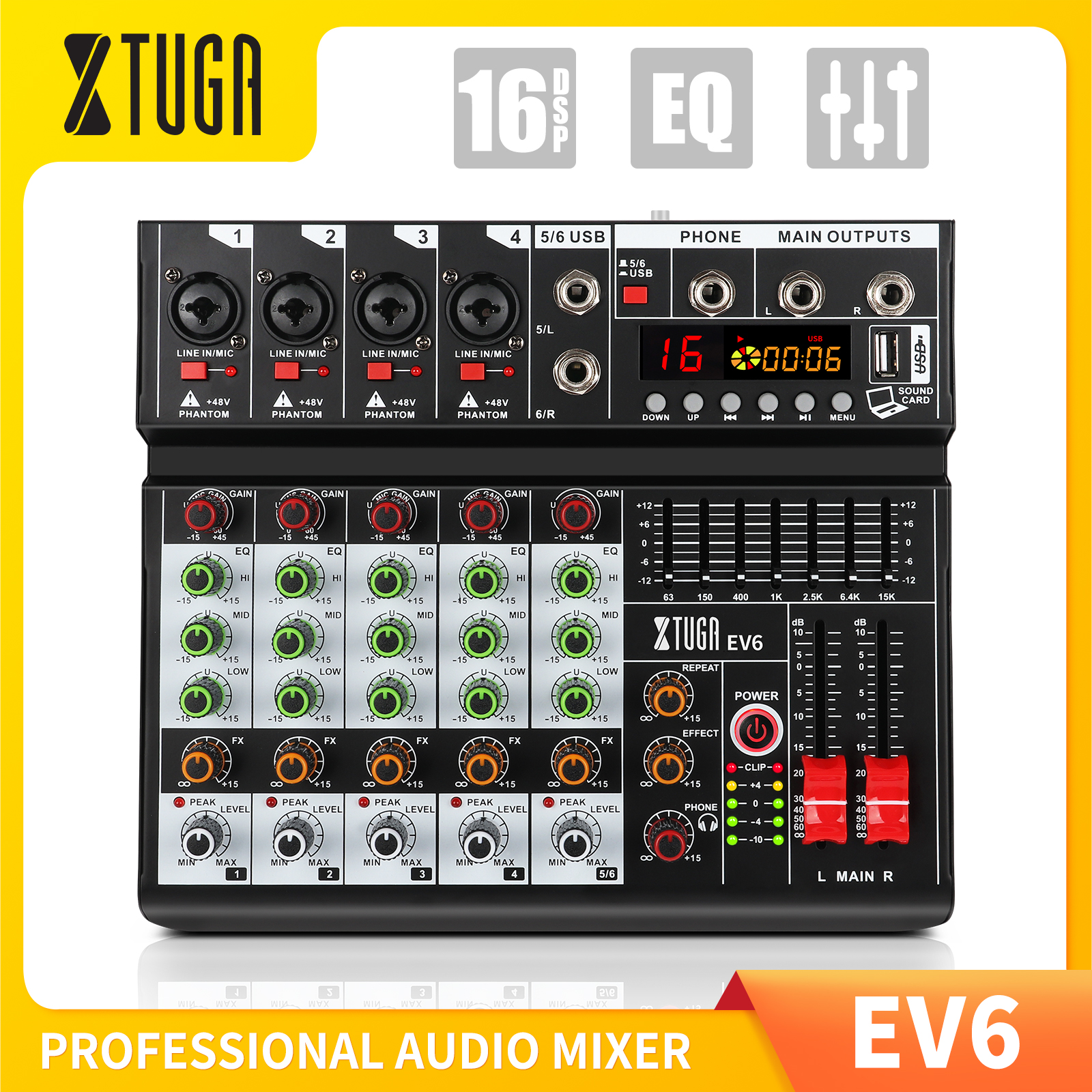 XTUGA LXT8 DJ Mixer 8 Channel Multipurpose Professional Audio