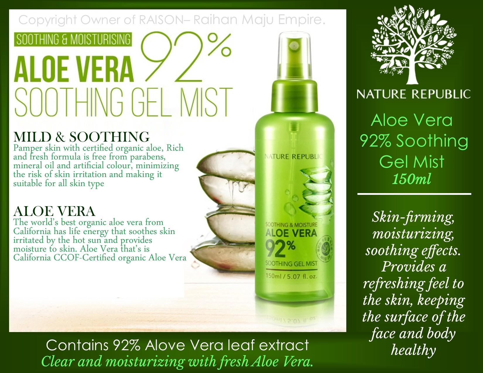 aloe vera soothing gel mist
