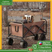 Portable Off-road Folding Wagon with Brake, 8 Inch Wheels