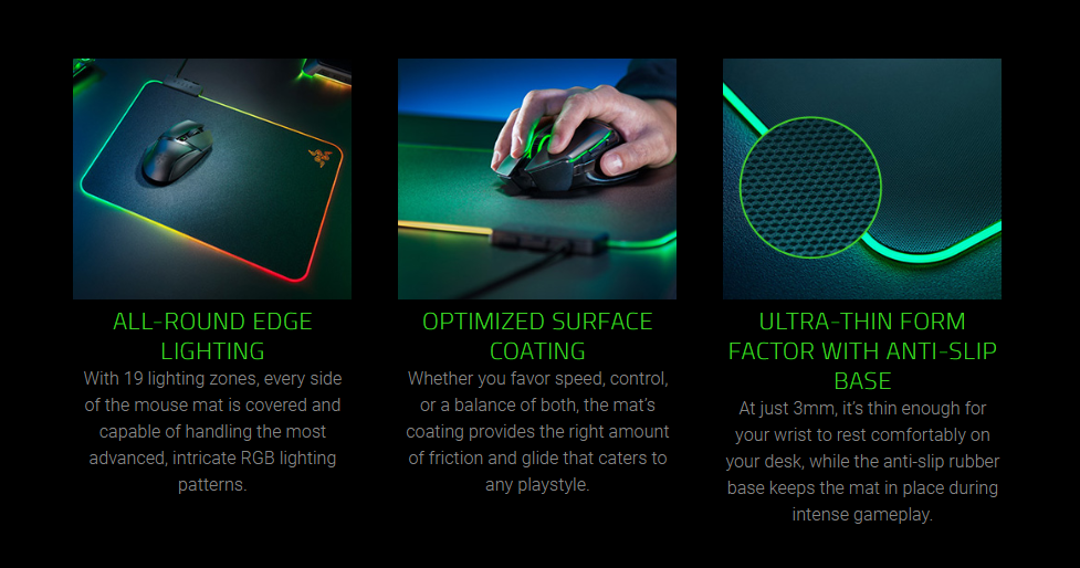 Razer Firefly Hard V2 RGB Gaming Mouse Pad: Customizable Chroma Lighting -  Built-in Cable Management - Balanced