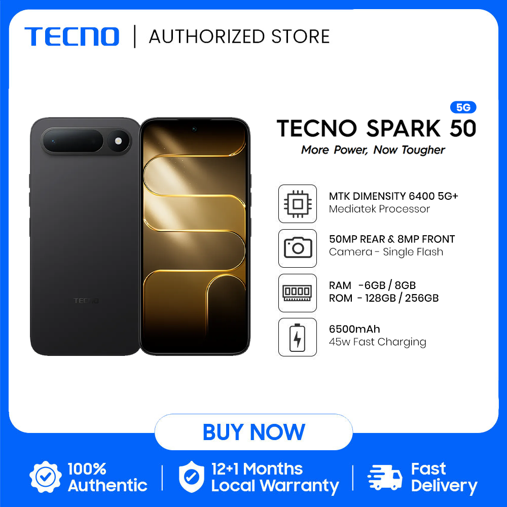TECNO Spark 50 5G Smartphone (8/256GB, 6/256GB, 4/128GB) / Dimensity 6400 5G+ / 6.78" 120Hz Smooth Display / 6500mAh Fast Charging / Military Grade Shock-Resistance / 50MP FlashSnap Camera - Image 2