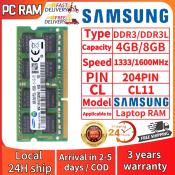 Samsung DDR3 Notebook Memory RAM SODIMM 8GB 1600MHz 1