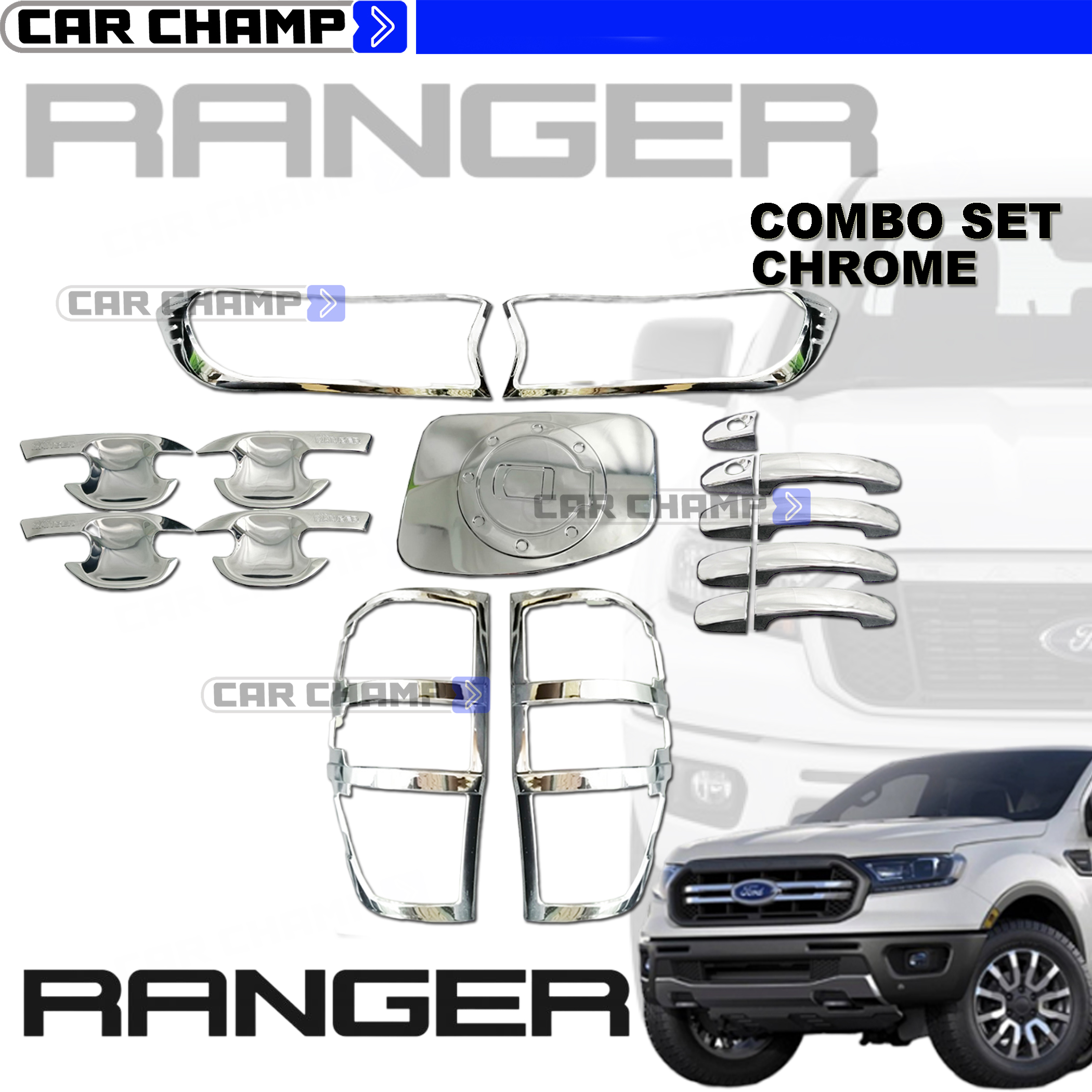 Shop Ford Ranger T6 Garnish Set Chrome online | Lazada.com.ph