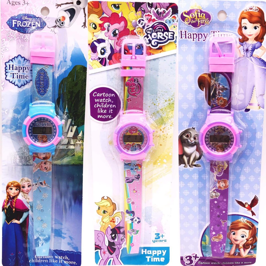 Kids Girls Cartoon Glowing Flip Up Digital Watches With Music Frozen, Hello  Kitty, Princess, L.o.l. Surprise, My Little Pony