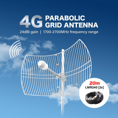 WOW 4G Grid Antenna with 2x20m LMR240 Cable