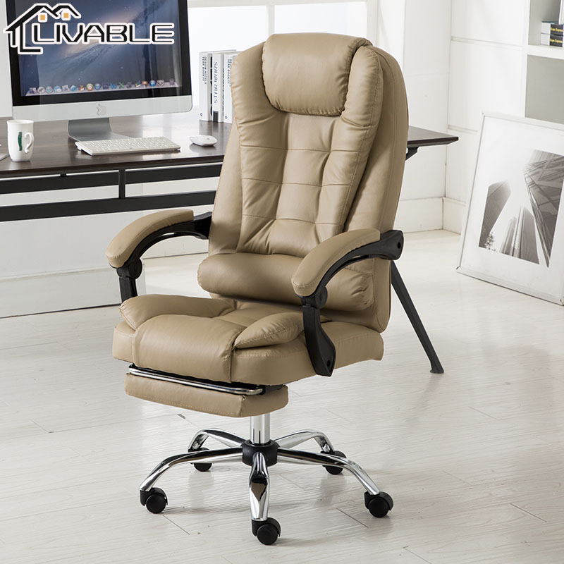 LIVABLE Computer Chair Boss Chair Ergonomic Office Chair Massage Chair Lift Swivel Chair Leather Gaming Chair With Massage and Footrest - Image 3