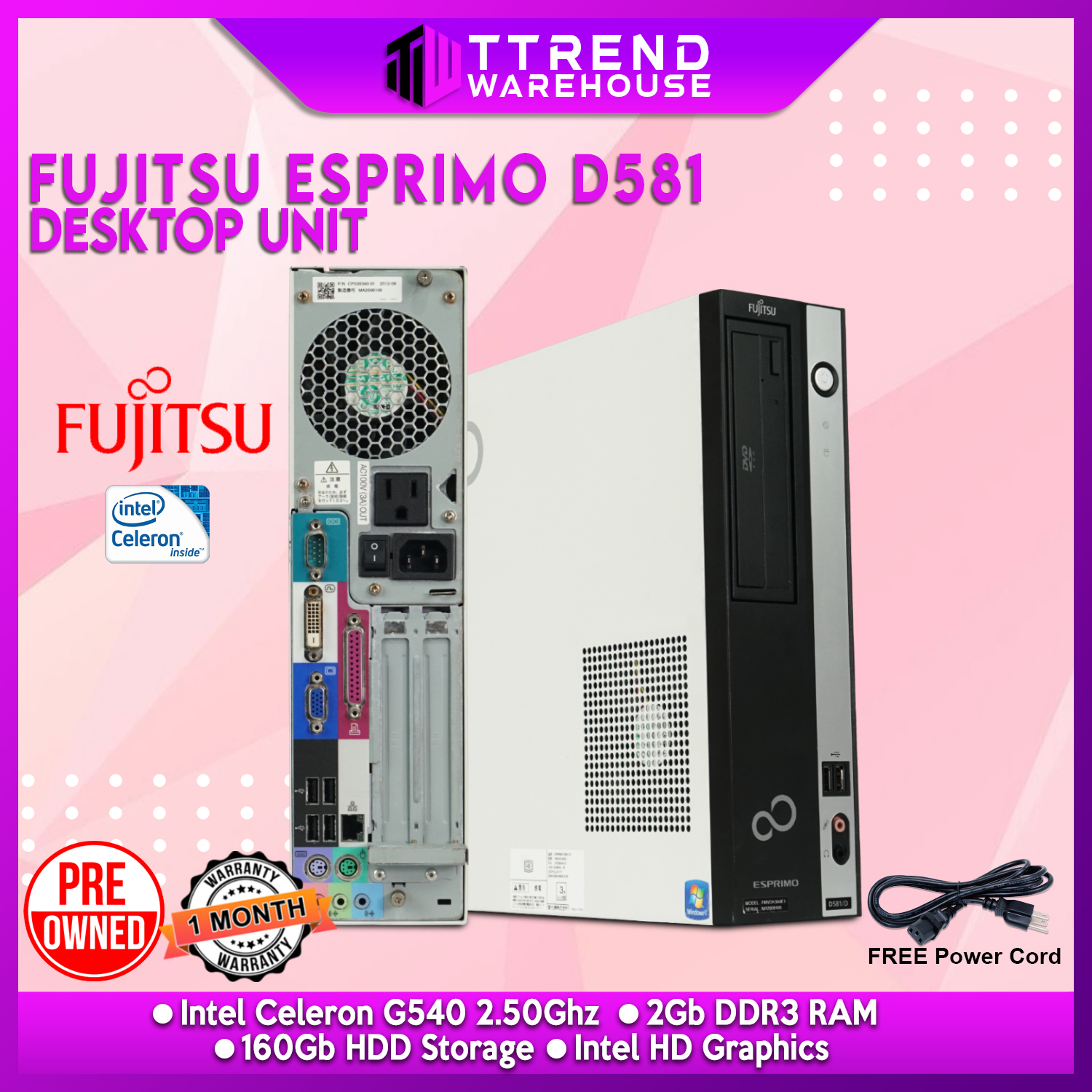 デスクトップ型PC FMV-D551/D i3-2120 4G 500G WIN10/64bit FMV-D551/D i3-2120 4G 500G WIN10/64bit ESPRIMO i3 Core D551 Intel