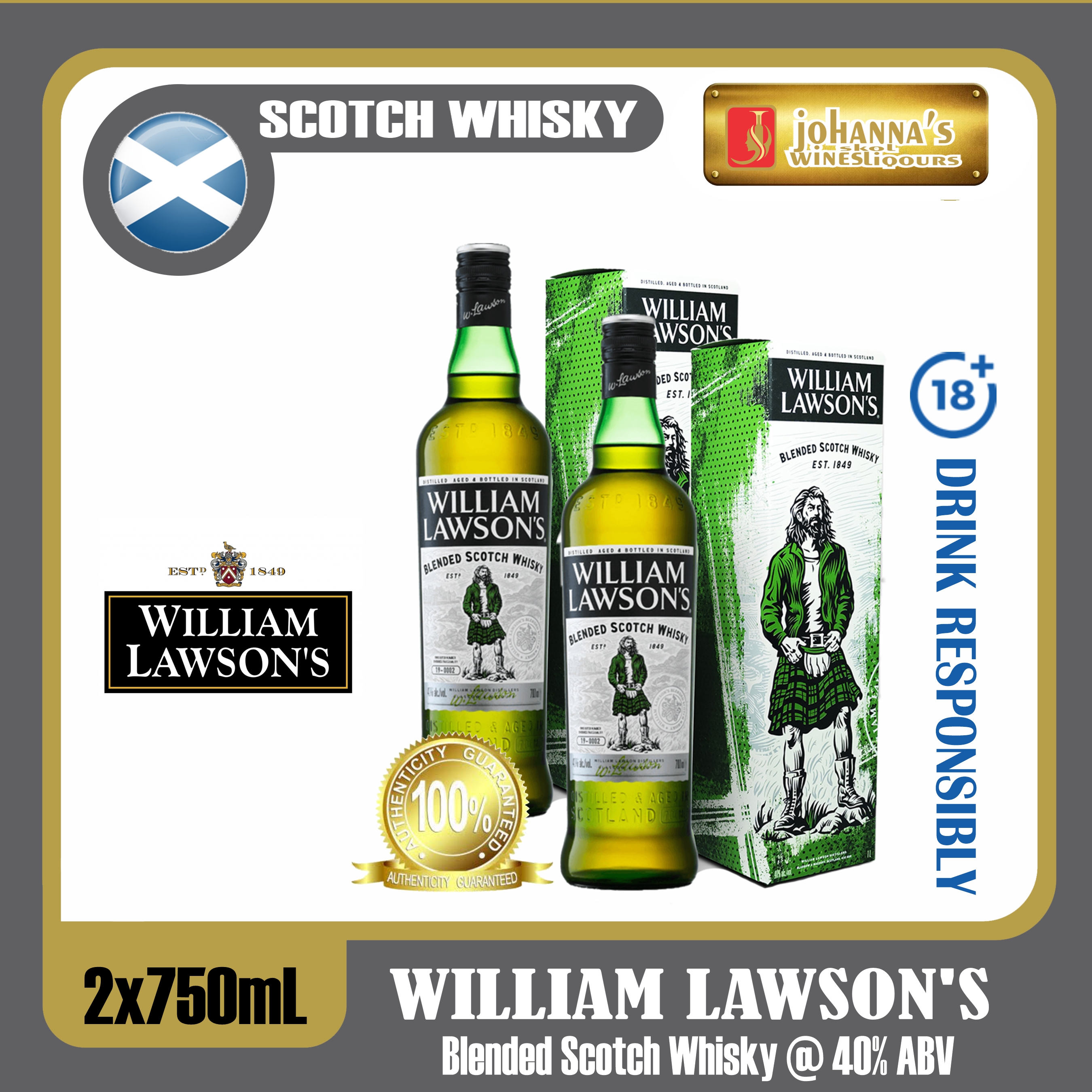 Buy William Lawson's Blended Scotch Whisky Available in 180ml
