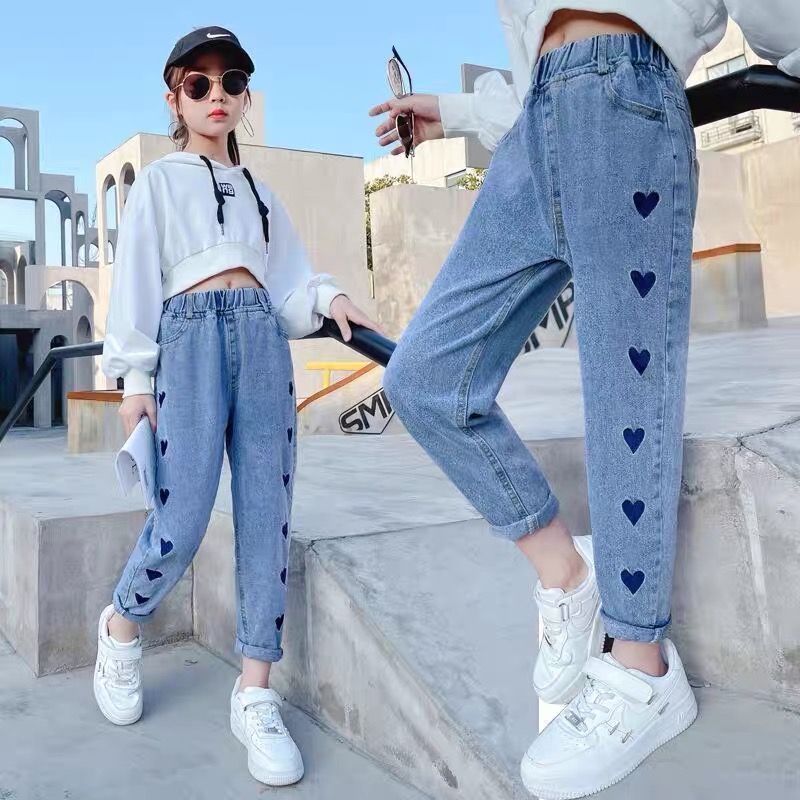 Girls Denim Wide Leg Pants Korean Jeans for Kids Girls Version Large  Children's Loose Straight Casual Pants for Girls 12 to 15 Aesthetic 8 to 16  Years Old