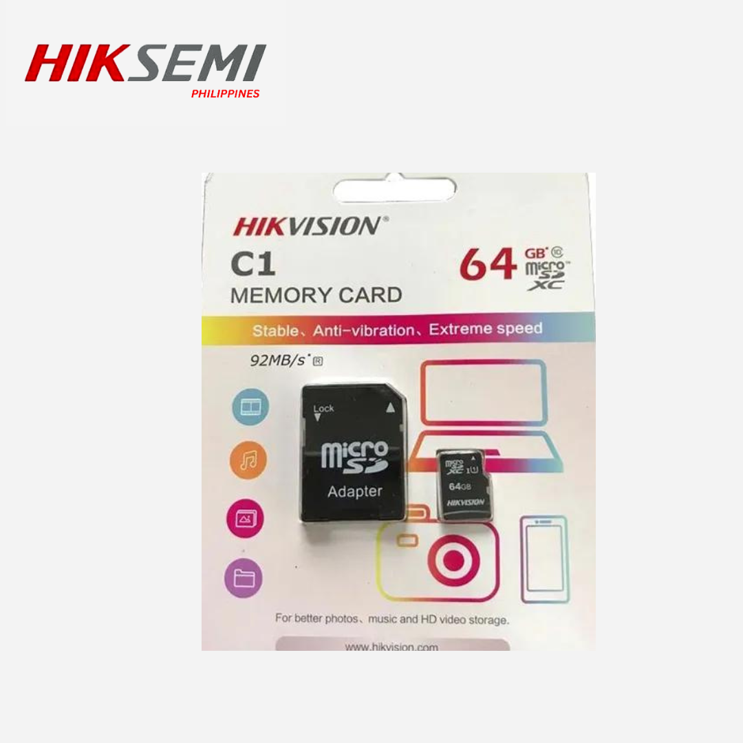 Hikvision Micro Sd Sdxc Uhs-1 Class 10 92mb S With Adapter Hs-Tf-C1 Std 64gb