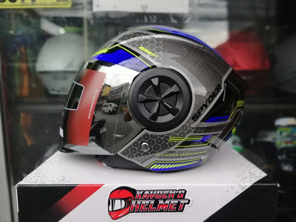 SPYDER REBOOT2 GLOSSY BLUE HALF FACE SINGLE VISOR HELMET FREE TUBE