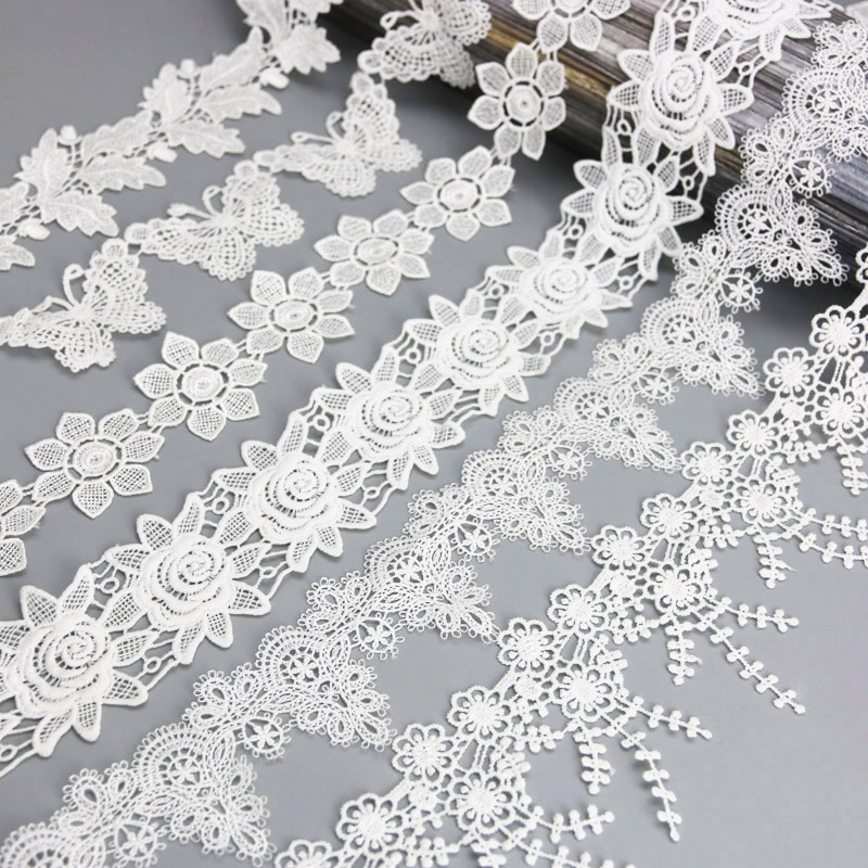 5 Yards White Knitting Cotton Lace Ribbon Fabric Trim For DIY Sewing  Handmade Patchwork Scrapbook Crafts Apparel Accessories