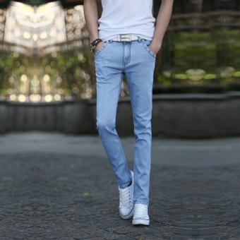 2016 Autumn Men's Fashion Slim Jeans Denim Trousers Feet Pants(Light Blue) June 2018 - 2 2016 Autumn Men's Fashion Slim Jeans Denim Trousers Feet Pants(Light Blue) - 2