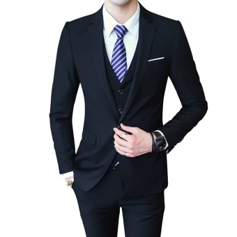 2017 Autumn New Arrival Men Casual 3 Pieces Suit Set Korean StyleWedding Party Suit Jacket Pants Vest Set - Intl June 2018 - 2 2017 Autumn New Arrival Men Casual 3 Pieces Suit Set Korean StyleWedding Party Suit Jacket Pants Vest Set - intl - 2
