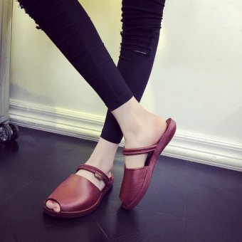 2017 Fashion Anti-skid New Slippers Female Summer Flat Sets Of Feet Sandals Ladies Leisure Cool Drag Simple Wild Fish Head Shoes - Intl June 2018 - 4 2017 fashion anti-skid new slippers female summer flat sets of feet sandals ladies leisure cool drag simple wild fish head shoes - intl - 4