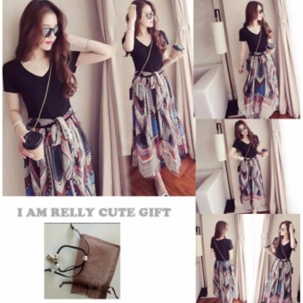 2017 New Korean Style Women's Waistband Slim Printing Dress Black -intl June 2018 - 4 2017 New Korean Style Women's Waistband Slim Printing dress black -intl - 4