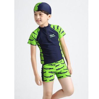 3-13Y Children Little Boy Swimsuit Rashguard Summer Two Piece Kids Swimwear Bathing Suit Beachwear (Hat+Shorts+Tops) - Intl June 2018 - 4 3-13Y Children Little Boy Swimsuit Rashguard Summer Two Piece Kids Swimwear Bathing Suit Beachwear (Hat+Shorts+Tops) - intl - 4