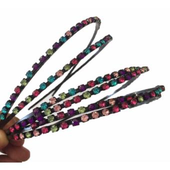 3 Pcs Hair Band Black Metal With Multi Color Rhinestone Headband26g June 2018 - 2 3 Pcs Hair Band Black Metal with Multi Color Rhinestone Headband26g - 2