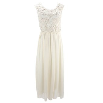 Acecharming Women Formal Long Lace Chiffon Backless Summer Evening Party Bridesmaid Dance Wedding Maxi Dress (Beige) - Intl June 2018 - 2 Acecharming Women Formal Long Lace Chiffon Backless Summer Evening Party Bridesmaid Dance Wedding Maxi Dress (Beige) - Intl - 2