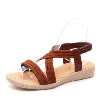 Amart Fashion Women Sandals Crossed Comfortable Beach Flat Shoes(Drown) - Intl June 2018 - 2 Amart Fashion Women Sandals Crossed Comfortable Beach Flat Shoes(Drown) - intl - 2