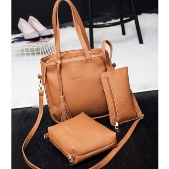 A+OB 3 Pcs Lady Womens PU Leather Tote Shoulder Bags Handbag PurseSet (Brown) - Intl June 2018 - 2 A+OB 3 Pcs Lady Womens PU Leather Tote Shoulder Bags Handbag PurseSet (Brown) - intl - 2