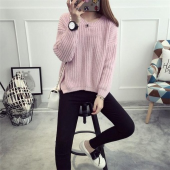 Autumn&Winter Korean Style Women's Knitted Loose Long Sleeved Pullover Sweater Pink - Intl July 2018 - 3 Autumn&Winter Korean Style Women's Knitted Loose Long Sleeved Pullover Sweater Pink - intl - 3