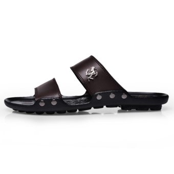 Beach Sandals Men Shoes Summer Slippers Men PU LeatherSandals-Brown - Intl June 2018 - 2 Beach Sandals Men Shoes Summer Slippers Men PU LeatherSandals-Brown - intl - 2