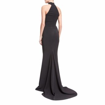 Black Fishtail Gown Hanging Neck Long Dress - Intl June 2018 - 2 Black Fishtail Gown Hanging Neck Long Dress - intl - 2