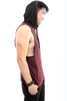 BLKSHP Dark Style Dropped Armholes With Contrast Hood(Maroon/Black) May 2018 - 4 BLKSHP Dark Style Dropped Armholes with Contrast Hood(Maroon/Black) - 4