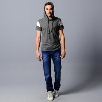 BLKSHP Hooded T-Shirt With White Contrast Sleeves (Charcoal) April 2018 - 5 BLKSHP Hooded T-Shirt with White Contrast Sleeves (Charcoal) - 5