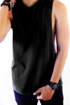 BLKSHP Xtreme Dropped Armholes Sleeveless With Hood And Raw Edgesin Black June 2018 - 5 BLKSHP Xtreme Dropped Armholes Sleeveless with Hood and Raw Edgesin Black - 5