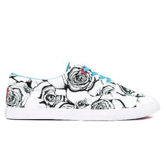 Bucketfeet Roses Women Lace Up Sneakers (White Blue) June 2018 - 2 Bucketfeet Roses Women Lace Up Sneakers (White Blue) - 2