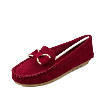 D82 New Women's Classical Driving Peas Rubber Sole Casual Cross Suede Loafer Shoes Color Wine Red June 2018 - 4 D82 New Women's Classical Driving Peas Rubber Sole Casual Cross Suede Loafer Shoes Color Wine Red - 4