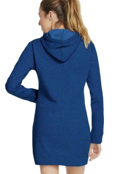 EOZY Fashion Women Long Sleeve Hooded Solid Slim Fit Casual MiniHoodie Dress With Pocket (Blue) - Intl June 2018 - 3 EOZY Fashion Women Long Sleeve Hooded Solid Slim Fit Casual MiniHoodie Dress with Pocket (Blue) - intl - 3