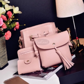 EsoGoal Women's PU Leather Handbag+Shoulder Bag+Purse+Card Holder 4pcs Set Tote Pink - Intl June 2018 - 2 EsoGoal Women's PU Leather Handbag+Shoulder Bag+Purse+Card Holder 4pcs Set Tote Pink - intl - 2