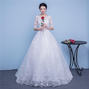 Ever Dresses Ivory Lace Wedding Dress Embroidery Half Sleeve Ever Dresses Ivory Lace Wedding Dress Embroidery Half Sleeve Bridal Gown With Train Intl