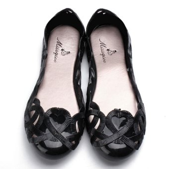 Fashion Women Casual Flats Shoes Crystal Jelly Hollow Slip-on Sandals Flip Flops BLACK - Intl June 2018 - 4 Fashion Women Casual Flats Shoes Crystal Jelly Hollow Slip-on Sandals Flip Flops BLACK - intl - 4