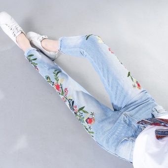 FP Embroidered Jeans, Women's Nine Point Pants, Skinny, Curling,embroidered Little Feet, Pencil Pants - Intl June 2018 - 3 FP embroidered jeans, women's nine point pants, skinny, curling,embroidered little feet, pencil pants - intl - 3