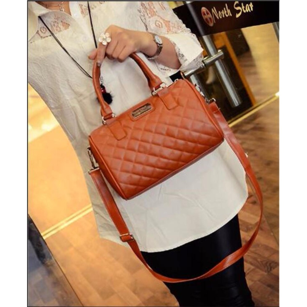 Fudun Mango Quilted Bowling Cross Body Leather Hand Bag(Brown) - intl ...