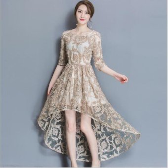 Girlhood Lace Dress Full Dress Longuette Gold - Intl June 2018 - 2 Girlhood Lace dress Full dress Longuette Gold - intl - 2