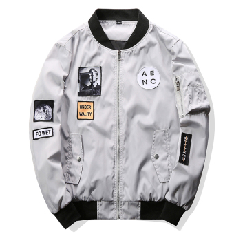 Grandwish Men Letter Printing Jackets Graphic Printing Slim Bomber Jackets M-4XL (Light Grey) - Intl July 2018 - 2 Grandwish Men Letter Printing Jackets Graphic Printing Slim Bomber Jackets M-4XL (Light grey) - intl - 2