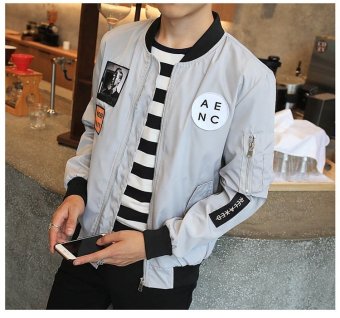 Grandwish Men Letter Printing Jackets Graphic Printing Slim Bomber Jackets M-4XL (Light Grey) - Intl July 2018 - 5 Grandwish Men Letter Printing Jackets Graphic Printing Slim Bomber Jackets M-4XL (Light grey) - intl - 5
