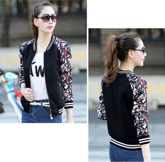 Grandwish Women Floral Print Jackets Baseball Uniform Coat Plus Size S-3XL (Black) - Intl June 2018 - 3 Grandwish Women Floral Print Jackets Baseball uniform Coat Plus Size S-3XL (Black) - Intl - 3