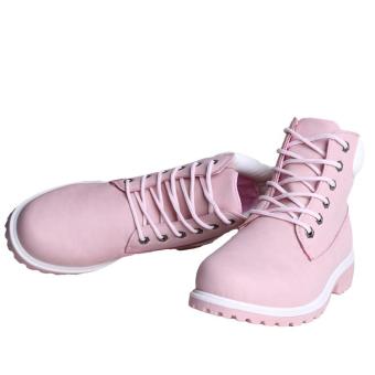 Hang-Qiao Fashion Women Ankle Martin Boots Military Combat Shoes Pink June 2018 - 4 Hang-Qiao Fashion Women Ankle Martin Boots Military Combat Shoes Pink - 4