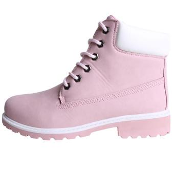 Hang-Qiao Fashion Women Ankle Martin Boots Military Combat Shoes Pink June 2018 - 5 Hang-Qiao Fashion Women Ankle Martin Boots Military Combat Shoes Pink - 5